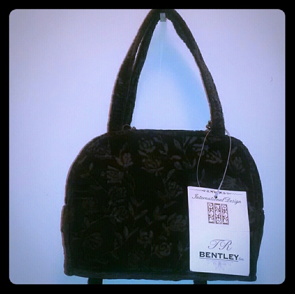 Vintage R Bentley Brown velvet handbag
